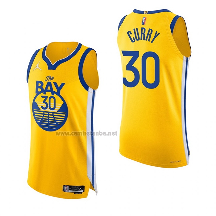 Camiseta Golden State Warriors Stephen Curry #30 Statement Autentico 2022 Oro